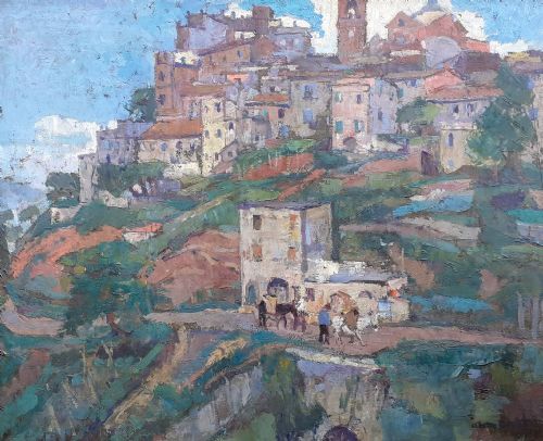 Woman Artist 1927: Colourist Landscape Near Rome French Villa Medici Laureate Art Deco Period Oil on Board