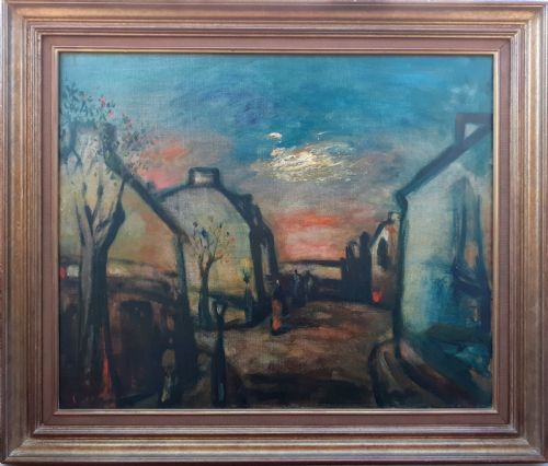 fig 2. Cityscape, Magical street scene with figures, Austrian expressionist oil on canvas