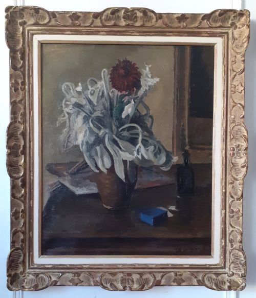 fig 5. Masterpiece: Lamb's Ear by Bloomsbury Group artist Jean Hippolyte Marchand (1883–1941) circa 1920 floral still life with artist's palette oil on canvas