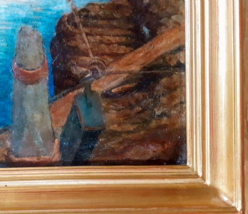 fig 5. Harbour in Provence, the South of France: Mediterranean Cote d'Azure seascape oil painting circa 1925