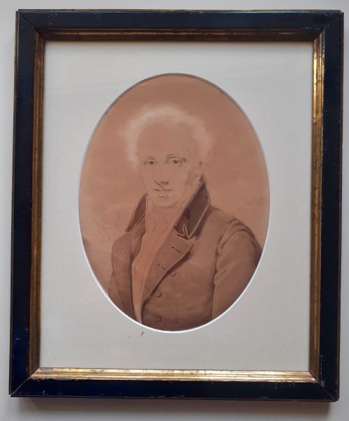 BOURBON RESTORATION PERIOD 1820 FRENCH PORTRAIT OF A GENTLEMAN BY HISTORICALLY IMPORTANT HENRI JOSEPHE HESSE INK AND GRAPHITE DRAWING - ADDITIONAL PHOTO 1