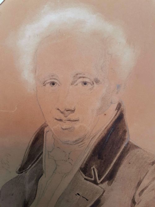 BOURBON RESTORATION PERIOD 1820 FRENCH PORTRAIT OF A GENTLEMAN BY HISTORICALLY IMPORTANT HENRI JOSEPHE HESSE INK AND GRAPHITE DRAWING - ADDITIONAL PHOTO 3