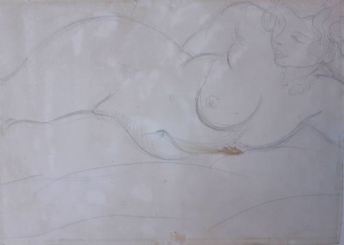 Matissian Nude, Circa 1920, Verso Limpley Stoke, Bath Landscape: Art Deco Period Drawing and Watercolour, Lovely Provenance