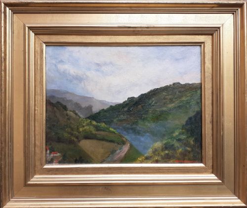 Mountains: Mist Over the Valley, Large Skies: 1930s Franco Danish Woman Artist Impressionist Oil on Panel