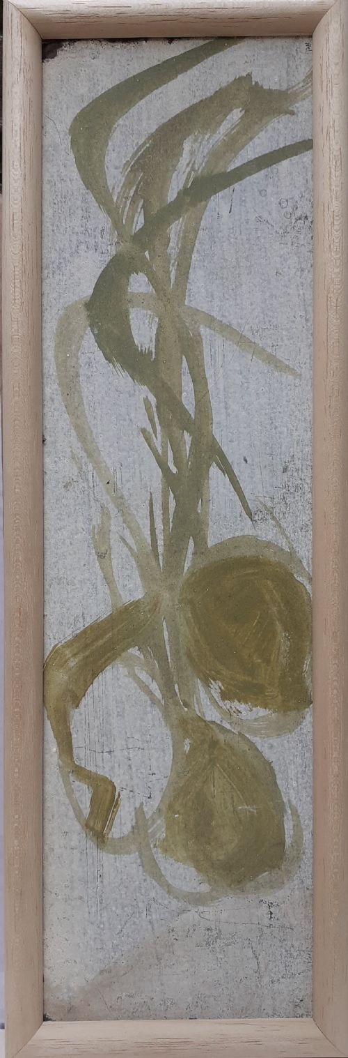 fig 1. CALLIGRAPHY Inspired ABSTRACTED PAINTING 1959, Onion KITCHEN STILL LIFE OIL ON BOARD (2 of 3)