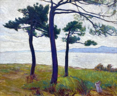 Umbrella Pins, Cote D'azur, 1922 by Friend of Claude Monet: French Mediterranean Provence Le Lavandou Landscape Oil on Canvas