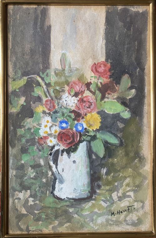 fig 2. Gathered in the garden: flowers in a jug, floral still life, circa 1940 watercolour on paper