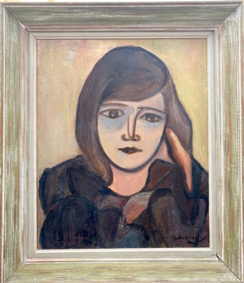 fig 1. Womanhood, 1940s French cubist painting woman artist oil on canvas
