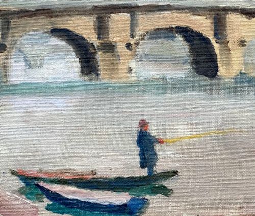 fig 1. Fauve masterpiece: the lone fisherman in the centre of Paris, circa 1910: by French Camden group artist who was Walter Sickert's best friend oil on board