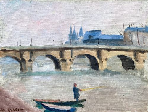 Fauve Masterpiece: The Lone Fisherman  in the Centre of Paris, Circa 1910: By French Camden Group Artist Who Was Walter Sickert's Best Friend Oil on Board