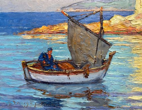 fig 2. Late afternoon in Saint Tropez, ca 1940 French Riviera harbour in the South of France Provence mediterranean seascape oil on panel
