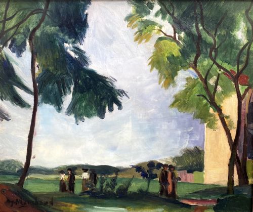 Masterpiece: Fauve Figures in a Landscape, Ca 1910, by Bloomsbury Group Artist Jean Hippolyte Marchand Oil on Canvas