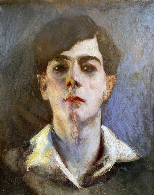 The Young Artist, 1913, a Haunting Avant Garde Self Portrait by Greek Artist in Paris Oil on Canvas