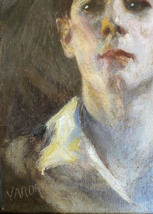 fig 2. The young artist, 1913, a haunting avant garde self portrait by Greek artist in Paris oil on canvas