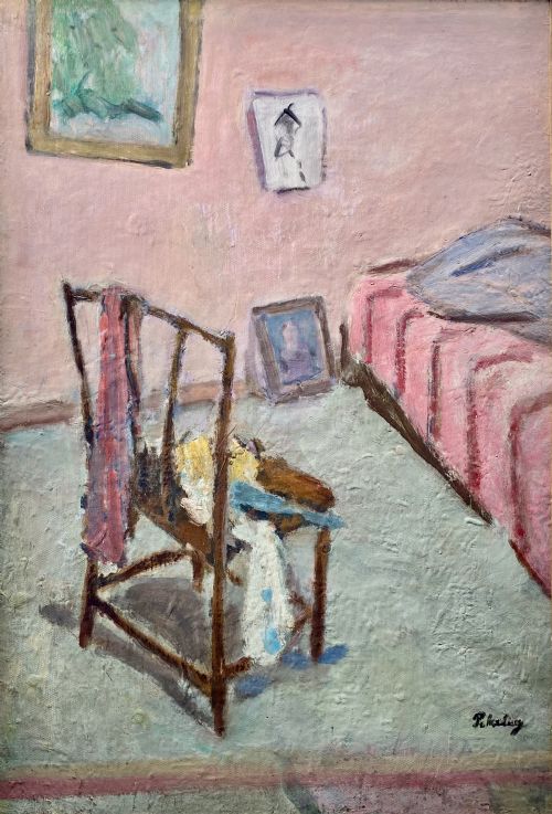 The Pink Room: An Artist's Abode, Circa 1935 Jewish School of Paris Montparnasse Oil on Board on Canvas