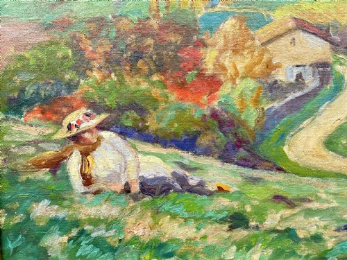 fig 1. The dashing lady in the field, late summer 1912 French fauve oil on canvas painting