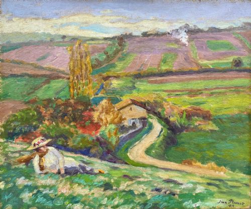 The Dashing Lady in the Field, Late Summer 1912 French Fauve Oil on Canvas Painting