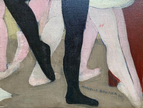 fig 4. The Dance Performance, Ballets Russes, 1937 - Art Deco Ballet Scene by French Woman Artist oil on canvas