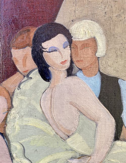fig 5. The Dance Performance, Ballets Russes, 1937 - Art Deco Ballet Scene by French Woman Artist oil on canvas