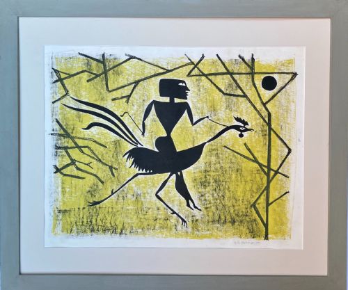 fig 1. Irish Modernist, 1952 Basil Ivan Rákóczi White Stag group Figure and animal, rare 30 edition size lithograph on paper