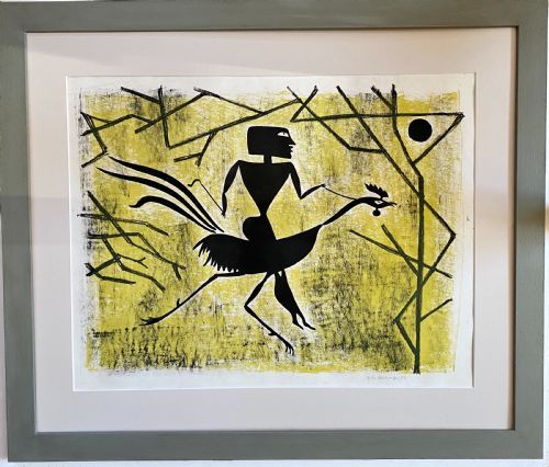 fig 2. Irish Modernist, 1952 Basil Ivan Rákóczi White Stag group Figure and animal, rare 30 edition size lithograph on paper