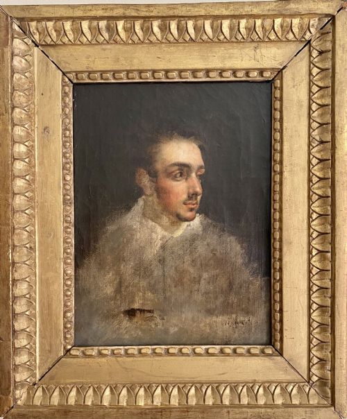 The Young Artist, Circa 1860, Striking Mysterious Sketched Self Portrait by by a French or Russian Master