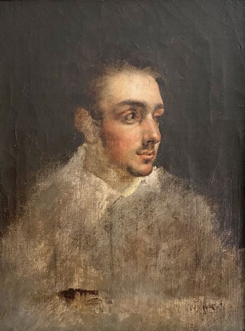 fig 1. THE YOUNG ARTIST, circa 1860, striking mysterious sketched SELF PORTRAIT BY by a French or Russian master