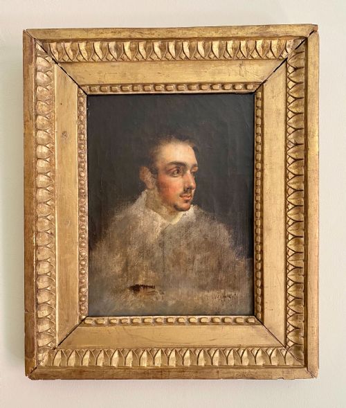 fig 2. THE YOUNG ARTIST, circa 1860, striking mysterious sketched SELF PORTRAIT BY by a French or Russian master