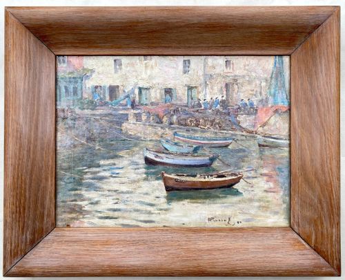 fig 3. Sir Walter Westley Russell RA: Harbour Scene, Normandy, France 1930 oil on canvas