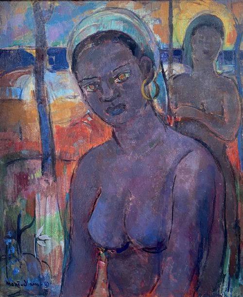 Tahitian Women, Ca 1940, Colourist Southern Landscape Painting Oil on Board