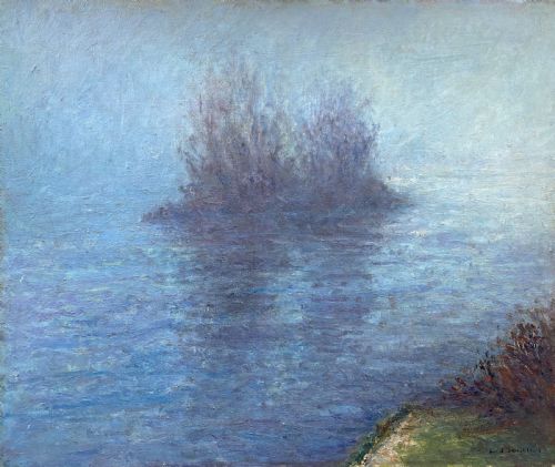 River Islets in the Mist, Ca 1940, Monet Country, the Seine, Impressionist Oil on Canvas
