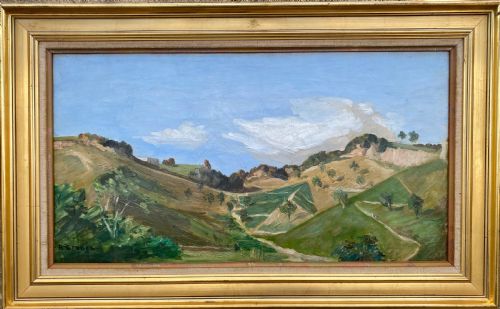 fig 1. Italian landscape with figure ca 1938, hills near Rome, cloud study French oil on canvas