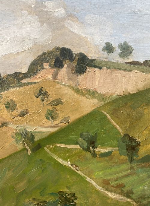 fig 3. Italian landscape with figure ca 1938, hills near Rome, cloud study French oil on canvas