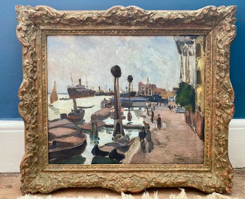 fig 1. Masterpiece: Paul Lucien Maze the sea port at dusk, ca 1920, collection of Ivor Churchill, oil on canvas