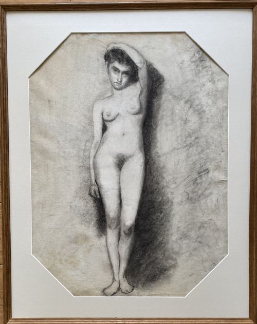 fig 1. The inscrutable girl, ca 1860 : mysterious nude à la Fantin Latour drawing on paper