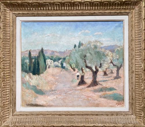 fig 2. Walking in the Olive Grove, Provence, ca 1925, Alpilles in the South of France oil on canvas