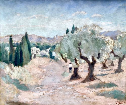 Walking in the Olive Grove, Provence, Ca 1925, Alpilles in the South of France Oil on Canvas
