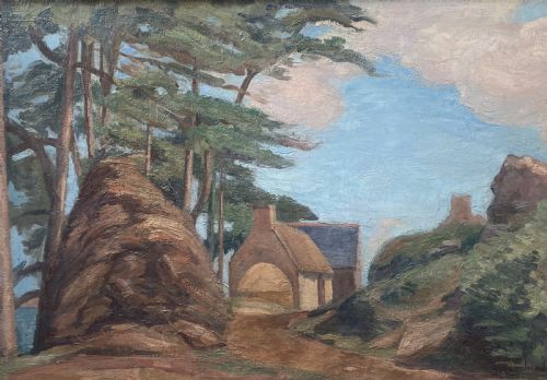 Masterpiece: The House by the Sea, Ca 1920, Avant Garde Bloomsbury Group Artist Cubist Jean Hippolyte Marchand Oil on Canvas