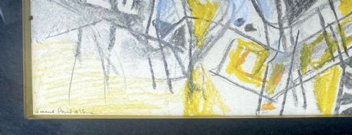 fig 4. Jazzy Town, 1962 Cubist Abstracted Cityscape Saint Paul de Vence Provence French coloured drawing on paper 