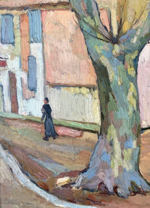 fig 2. Children of Matisse: fauve village scene, Ceret, ca 1930, French woman artist Ferrandier oil on canvas