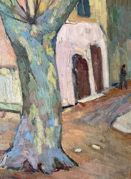 fig 3. Children of Matisse: fauve village scene, Ceret, ca 1930, French woman artist Ferrandier oil on canvas