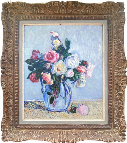 fig 1. Roses: Fauve Avant Garde Floral Still Life, 1910 luminous oil on canvas 