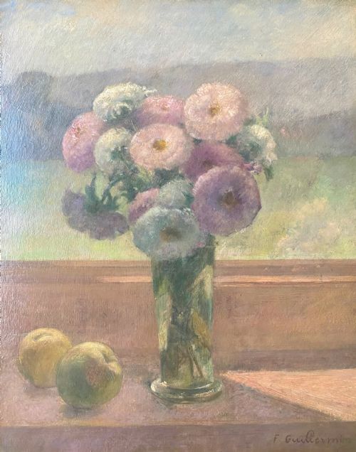 GRACEFUL ELEGANT 1920S MODERNIST FRENCH FLORAL STILL LIFE FLOWERS BY THE WINDOW OIL ON BOARD - ADDITIONAL PHOTO 8
