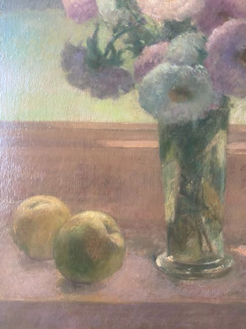 GRACEFUL ELEGANT 1920S MODERNIST FRENCH FLORAL STILL LIFE FLOWERS BY THE WINDOW OIL ON BOARD - ADDITIONAL PHOTO 2