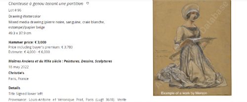 fig 3. A nineteenth-century French graphite sketch on beige paper depicting a seated woman in thought alongside a separate study of an uplifted hand.