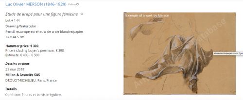 fig 4. A nineteenth-century French graphite sketch on beige paper depicting a seated woman in thought alongside a separate study of an uplifted hand.