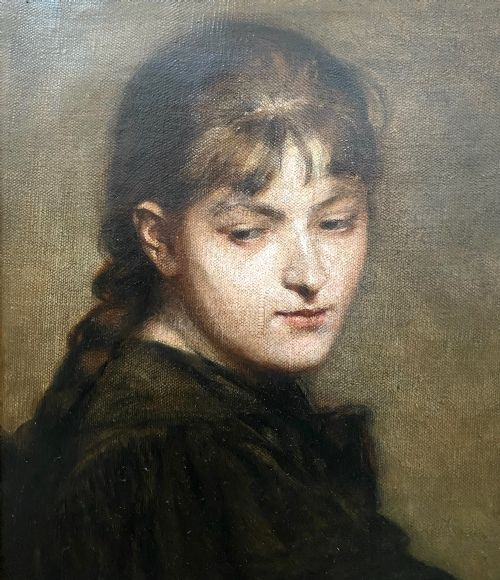 fig 1. Young woman painting, the artist, 19th Century Impressionist French oil on Canvas