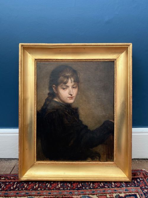 fig 3. Young woman painting, the artist, 19th Century Impressionist French oil on Canvas
