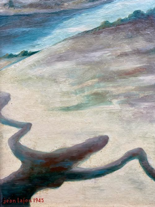 fig 1. The Fiddler and the Dancing Girls, 1 May 1945: Surrealist Modernist French oil on board