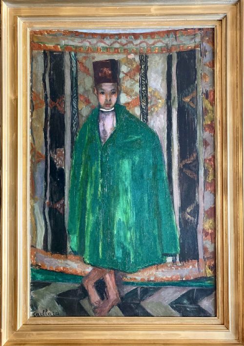 MASTERPIECE DRESSING UP CHILD GOOFING AROUND IN FANCY DRESS CHRISTIAN CAILLARD POETIC REALITY CA 1960 LARGE OIL ON CANVAS - ADDITIONAL PHOTO 2